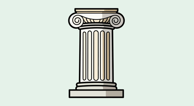 Classic ionic column illustration in flat vector style