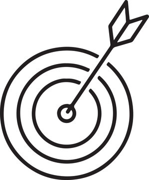 Target with arrow icon, simple line art vector