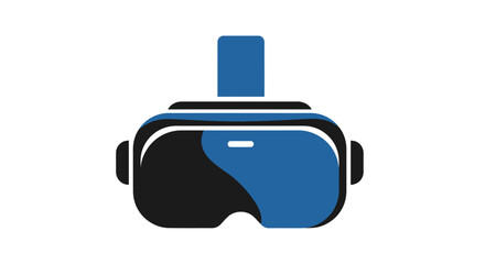 Fototapeta premium Abstract illustration of a VR headset in blue and black colors against a white background