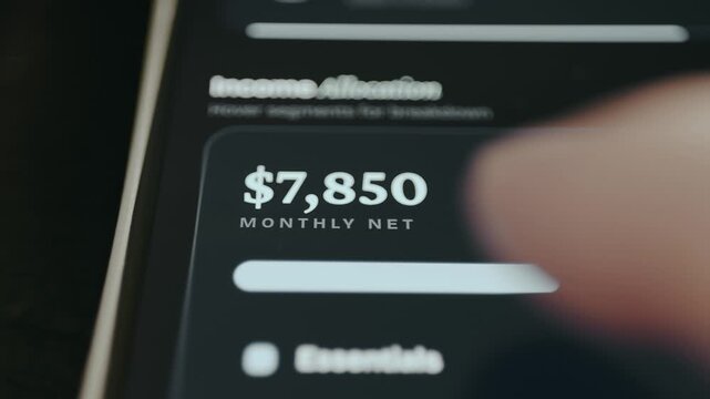 Summary of monthly net income from a financial app