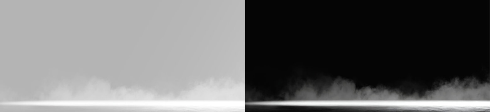 Horizontal white fog trail and gas smoke layer for cinematic ground effects