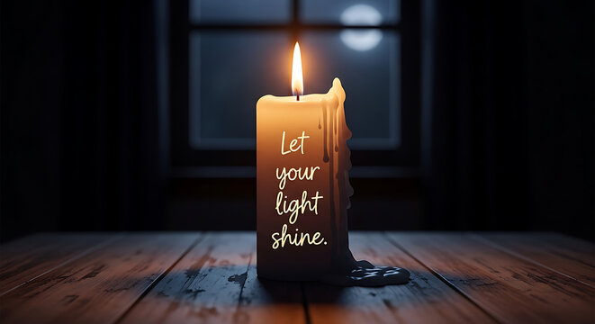 Illuminating wisdom A glowing candle with an inspiring message to let your inner light shine