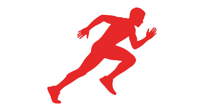 Red silhouette of a man running in motion vector illustration
