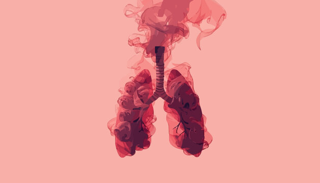 Abstract Smoke Forming Human Lungs &ndash; Air Pollution and Smoking Damage Concept Illustration