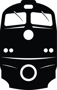 Frontal view of a classic double-decker train engine