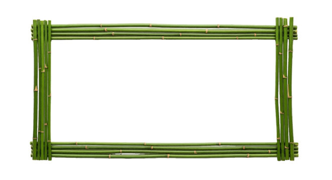 Bamboo border frame, Asian-inspired design, simple green lines