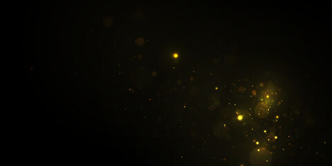 Obraz premium Yellow dust glimmers in soft light, sparkle, shimmer, glitter bokeh. Twinkle particle, stardust highlights flare while sparks, glare, lens flare enhance magical vector illustration.
