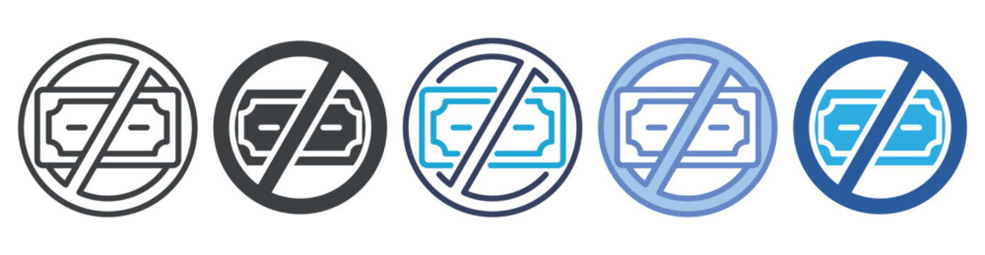 No Money icon set multiple style collection