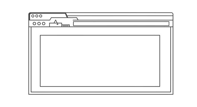 Simple Line Drawing of a Computer Monitor Screen Interface