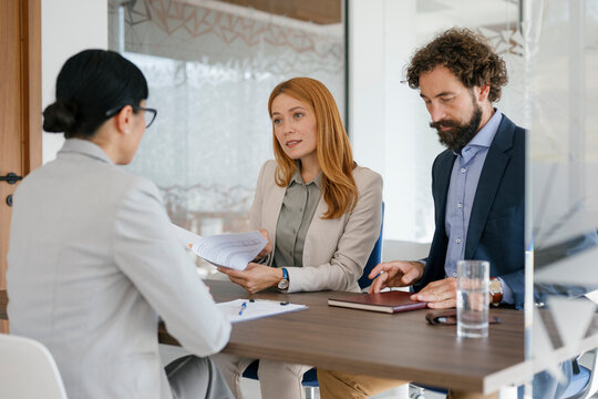 Businesswoman in modern office during expert job interview meeting