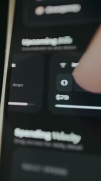 Finance app showing countdown to rent, electricity, internet, and phone payments