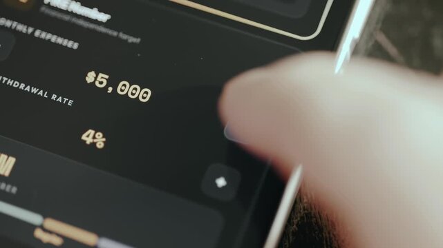 Finger taps the Plus button to change the amount for Monthly Expenses