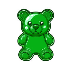 Obraz premium A vibrant, cartoon-style depiction of a green, gelatinous, gummy bear figure with shiny highlights