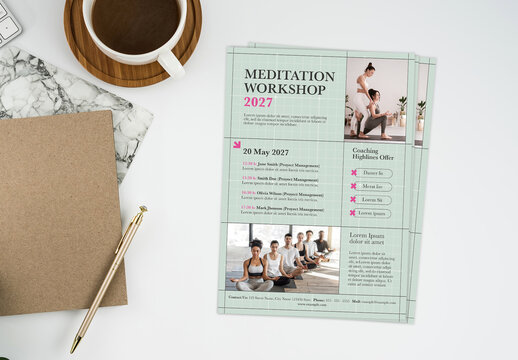 Minimal Grid Decoration Flyer A5