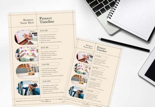 Minimal Lines Style Proyect Timeline Flyer