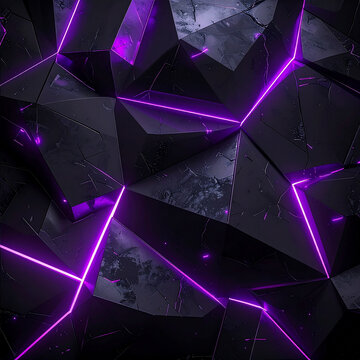 Premium futuristic polygon background with glowing violet lines and matte black finish