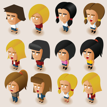 Isometric Diverse Blocky People Avatars
