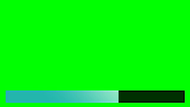 Green screen loading bar animation, blue gradient progress status indicator on chroma key background