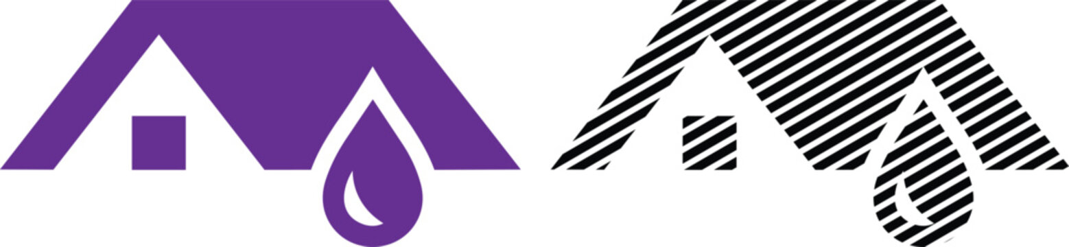 House with water drop symbol vector illustration for plumbing or water damage concepts.