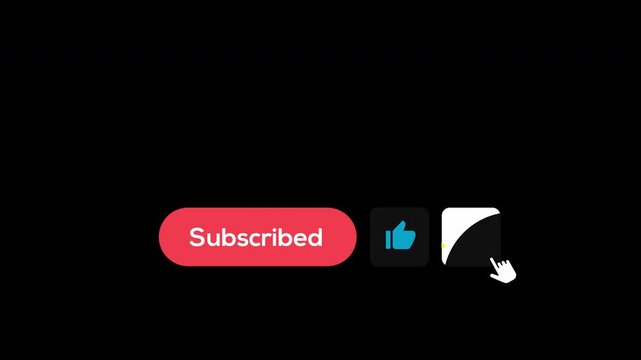 Subscribe Like and Bell Notification Button Animation with Cursor Alpha Channel