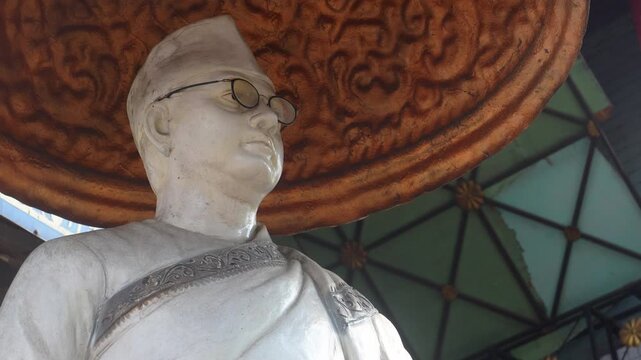 White statue of Netaji Subhas Chandra Bose in India, showing iconic freedom fighter in clean marble style with strong historical and patriotic significance.