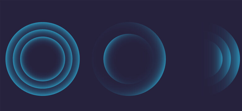 Sound wave. Signal concentric circle. Round light effect. Wifi range. Radio station signal. Water ripple with circle waves. A place or a painful point. Radar screen. Vector effect.