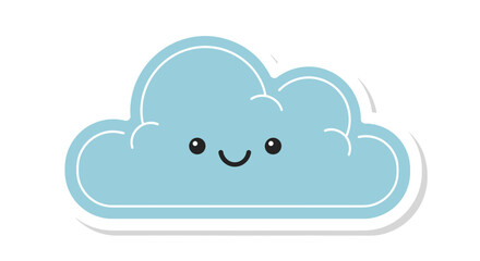 Obraz premium Cute Kawaii Cloud Character Smiling, Weather Icon, Vector Illustration