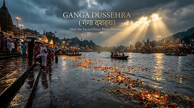 Ganga Dussehra Festival with Floating Oil Lamps on Sacred River