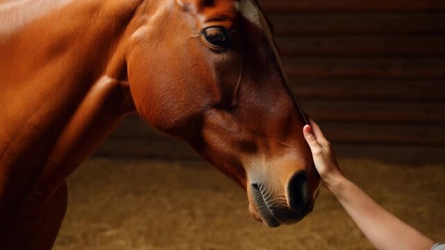 Gentle And Personal Equine Bonding Experience. Tender Moment Sharing Affection Between Horse And Human