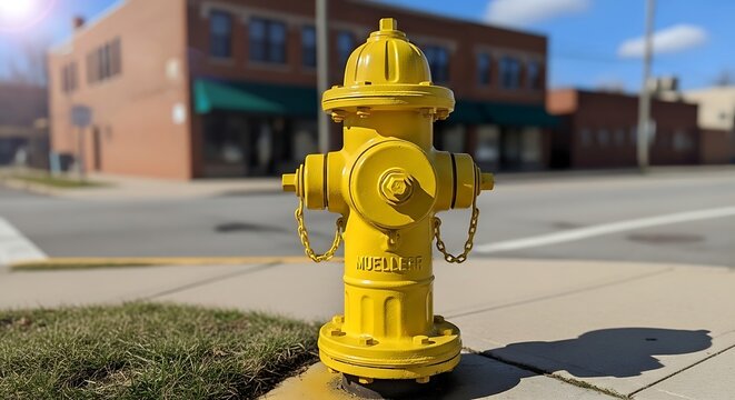 A Yellow Fire Hydrant On The Side Of A Street