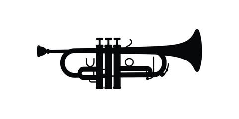 Naklejka premium Trumpet silhouette black vector illustration showing classic brass musical instrument elegant form high quality design