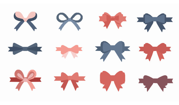 Bow ribbon icon set vector gift wrapping bowknot and hair accessory illustration isolated on white