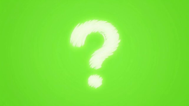 4K animation wiggly question mark icon against green screen background for educational videos, explainer content, social media posts, presentations.