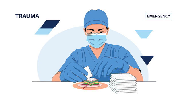 Surgeon Performing Emergency Trauma Surgery in Operating Room