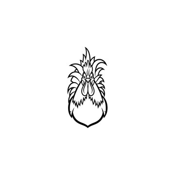 Black and white rooster head drawing.