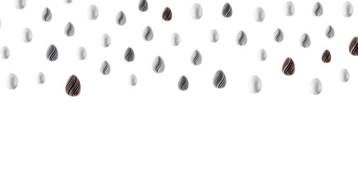Unique Easter egg art with textures and shapes against a white background, perfect for holiday greetings and celebration © vegefox.com