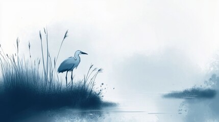 Obraz premium Serene Heron Standing in Water Wetlands