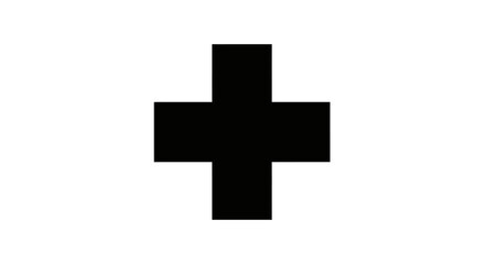 Obraz premium Black Cross Symbol on White Background.