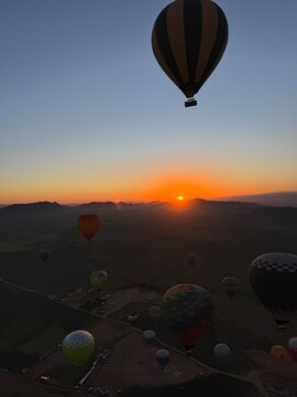 Hot Air balloon ride in Marrakesh, Morocco, at sunrise