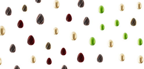 Elegant Easter egg pattern, perfect for holiday greetings, spring events, or decorative design. Featuring gold, green, a © vegefox.com