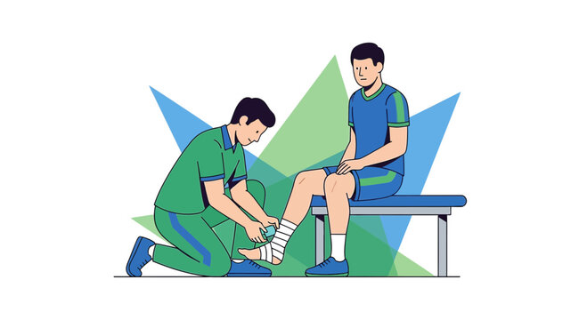 Sports Medicine Specialist Taping Athlete's Injured Ankle for Support and Recovery
