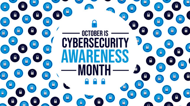 October is cybersecurity awareness month with lock icons pattern secure data protection concept clean modern 3d illustration background design