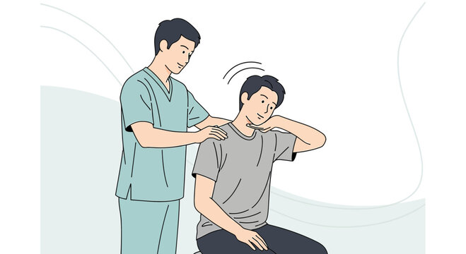 Physical Therapist Assists Patient with Neck Pain Relief and Rehabilitation