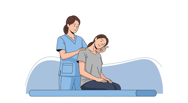 Physical Therapist Assists Patient with Neck Pain Relief and Rehabilitation