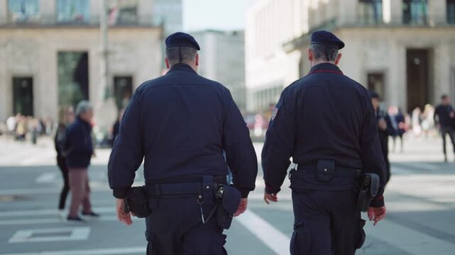 Guarding Milan: Police Security Patrol in Duomo Square