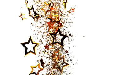 Abstract golden stars on white background. Perfect for celebrations, greetings, and festive designs.  Add a touch of joy © vegefox.com