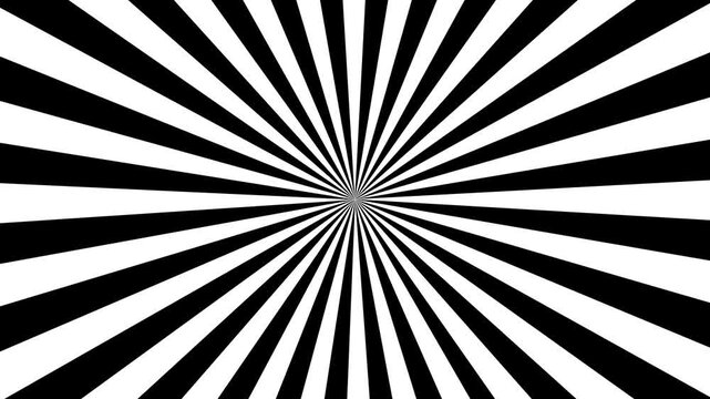 Sunburst animation seamless loop, Abstract animated spiral background with black and white color