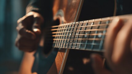 Fototapeta premium Guitar player with hands and strings