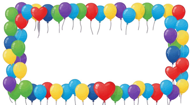 Balloon border frame, colorful floating balloons, festive look