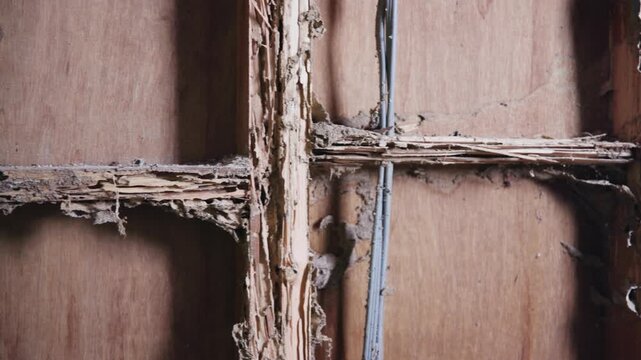 A stud wall after a white ant infestation.